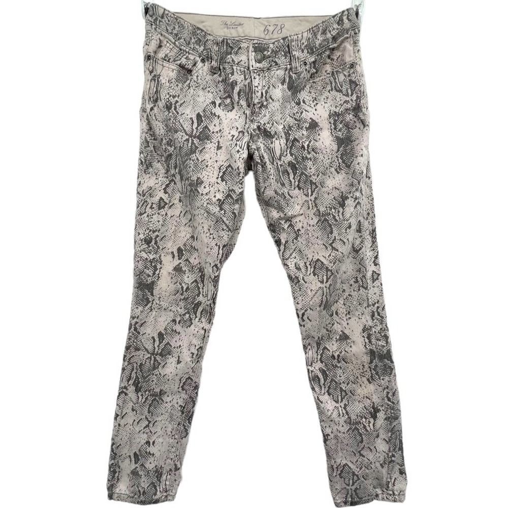 The Limited 678 Creamy Beige and Gray Black Snake Print Jeans Size 4